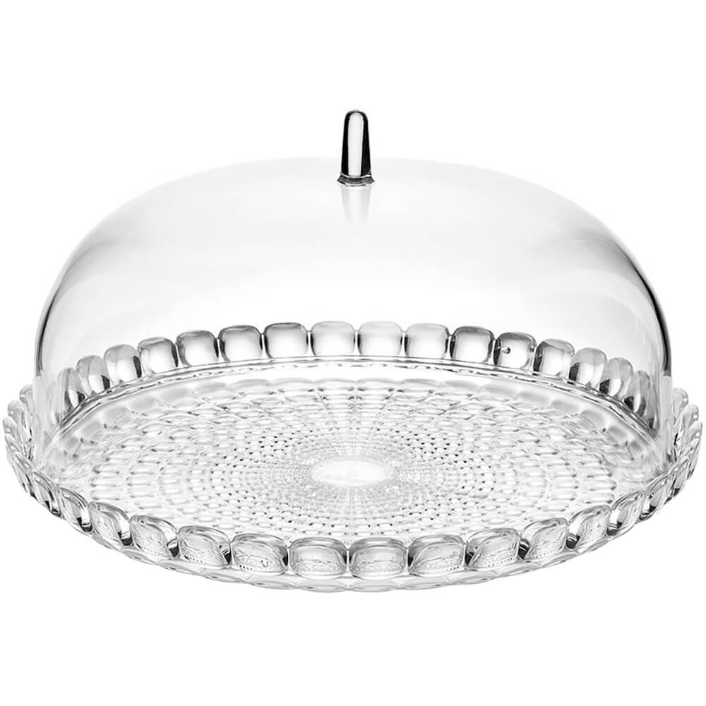 Блюдо сервировочное с крышкой Тиффани 30 см, прозрачное, акрил