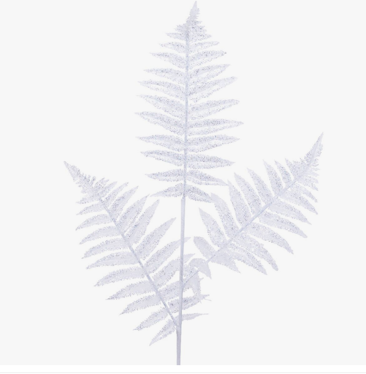 Ветвь папоротника H74 см, заснеженная, пластик, зелёный
