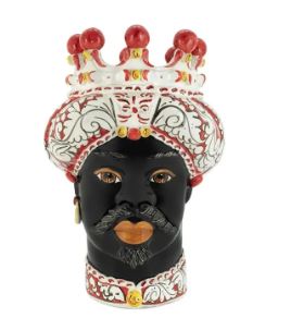 Ваза "Мавр" 41 см, черно/красно/белая, Италия