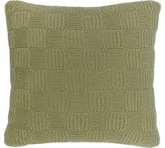 Подушка из хлопка рельефной вязки травянисто-зеленого цвета из коллекции Essential, 45х45 см