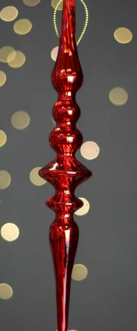 Подвес Сосулька красная Н28 см, стекло,