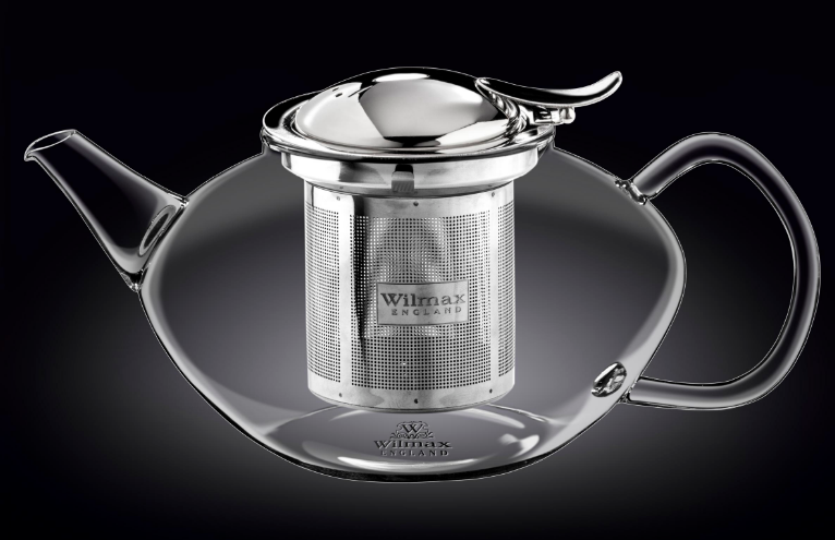 Чайник 1550 мл с откидной крышкой Wilmax Thermo Glass (широкий)
