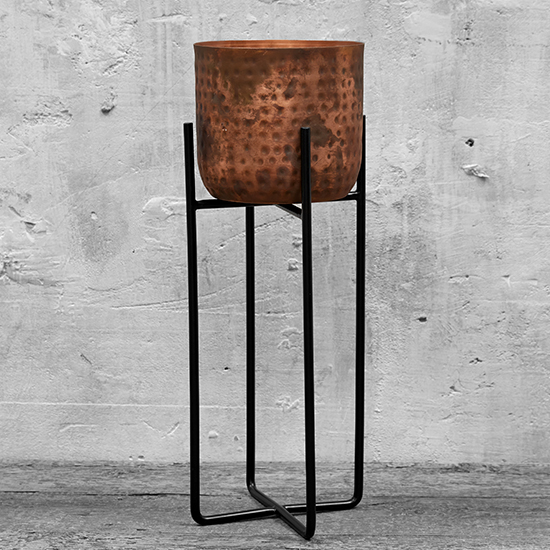 Кашпо, 44 см, чеканная сталь, цвет медный