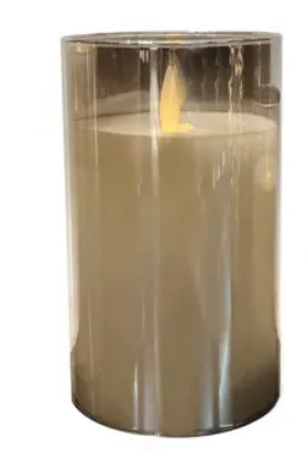 Светодиодная свеча 7,5х12,5 см, пластик, стекло, парафин, дымчатый