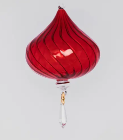 Подвес ручной работы ЛУКОВИЦА L14 D11 см, стекло, красный