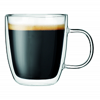 Кружка с ручкой 310 мл термостекло, PL двойные стенки