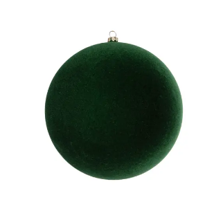 Шар D15 см, пластик, флок, темно-зеленый,