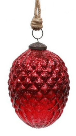 Новогодняя игрушка , шишка , красная ,малая 10. см9,см9