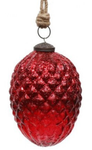 Новогодняя игрушка , шишка, красная , средняя , 15. см10,см10