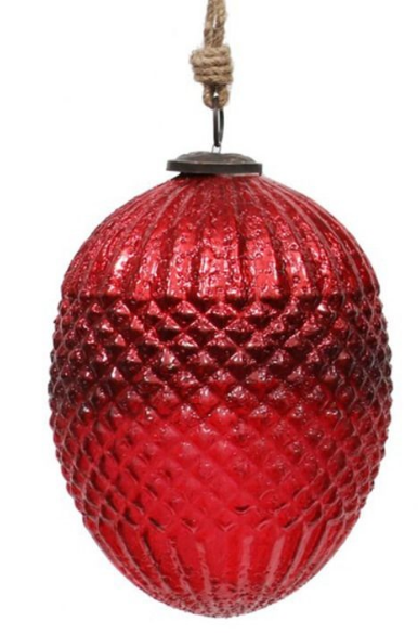 Новогодняя игрушка , шишка, красная , большая 25. см16,см16