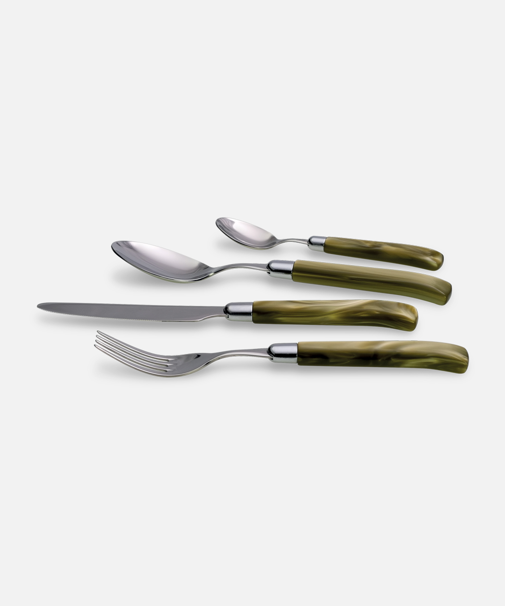 Набор столовых приборов "Джиада" 4 предмета на 1 персону (зеленый перламутр).