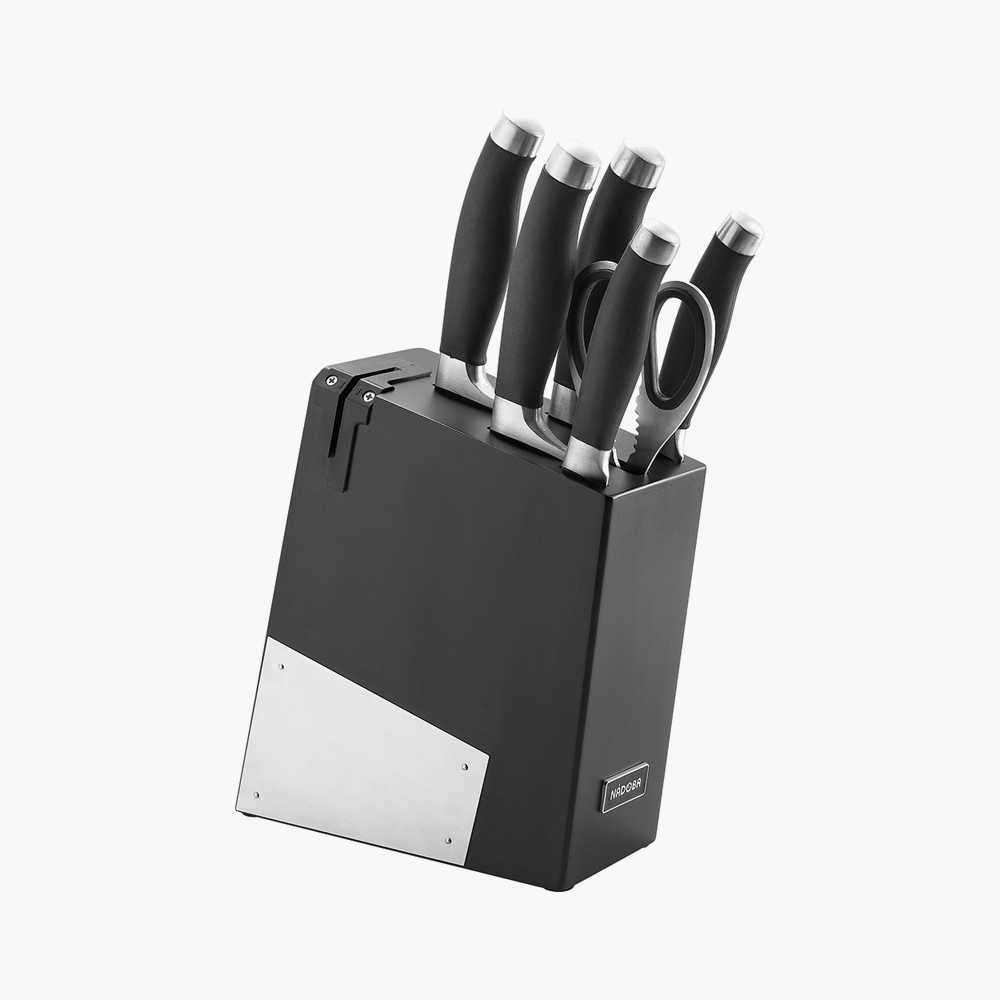 Набор из 5 кухонных ножей, ножниц и блока для ножей с ножеточкой, RUT