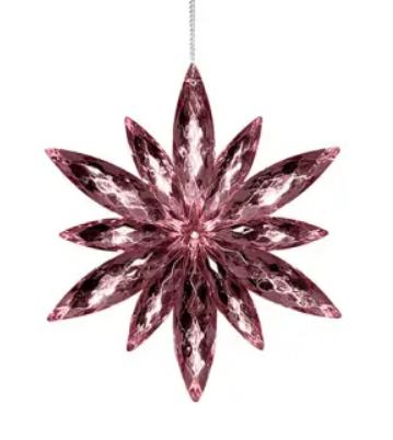 Подвес СНЕЖИНКА D11 см, акрил, розовый