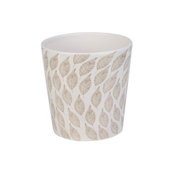 Кашпо, декор листья, керамика 11X11XH11см