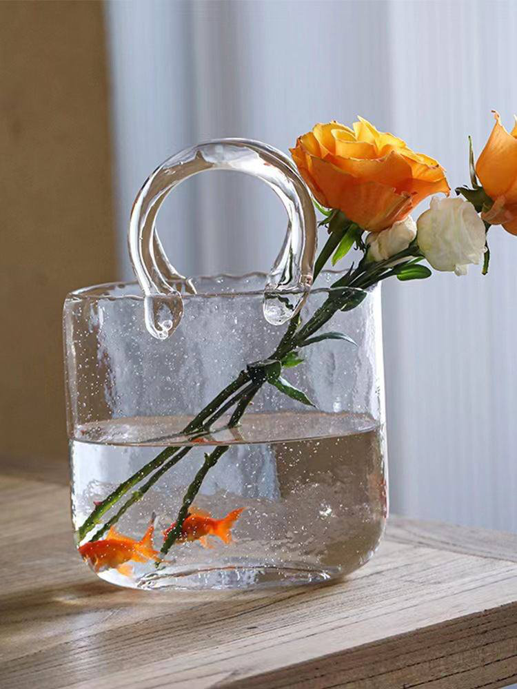 Ваза-сумка стекло, прозрачная