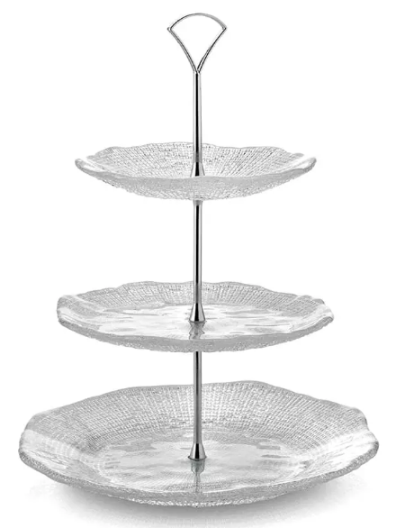 Этажерка 3-х ярусная Н.35 CLEAR WIHT METAL STAND-DIAMANTE IVV