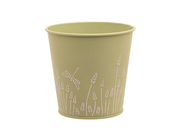 Горшок для растений 13X13XH13CM, доломит, цвет белый / золотой