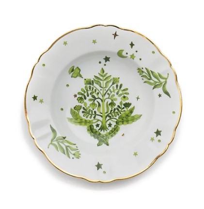 Тарелка глубокая d 23 см, декор зеленого цвета, Funky Table