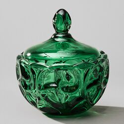 Емкость с крышкой "Изумруд" 12 см, зеленое стекло