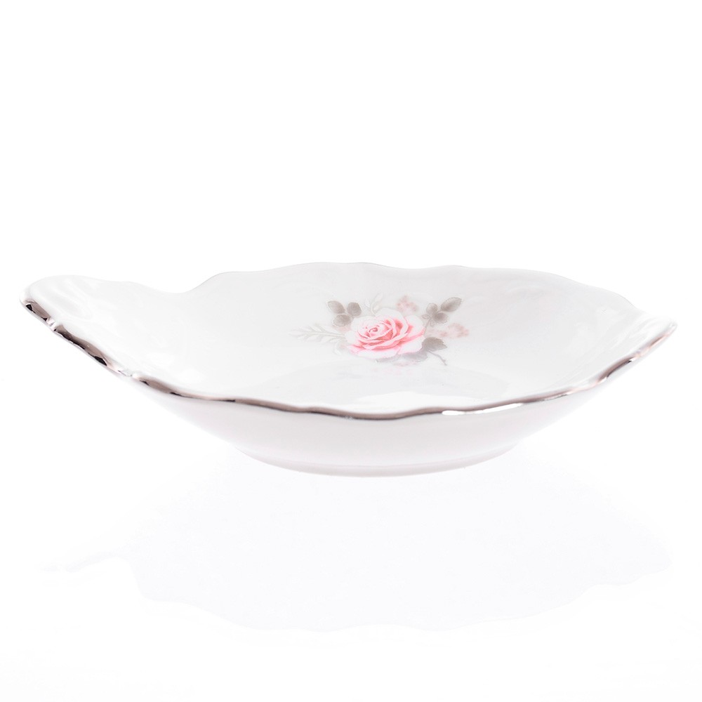 Розетка 13 см с ручкой Серая роза/платина, Бернадотт, фарфор