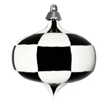 Шар ЛУКОВИЦА в клетку D8 см, пластик, белый, черный