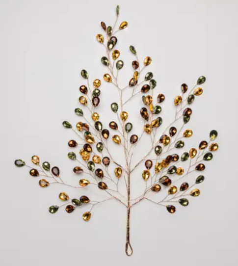 Подвес ВЕТКА L40 см из кристаллов, акрил, золотой, зеленый, коричневый