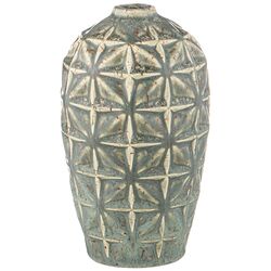 Ваза зеленая с гранями 16 см, керамика