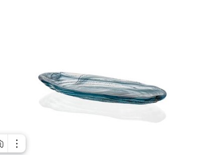 Тарелка овальная 30x14,5 см h 3 см, стекло, цвет / декор бирюзовый с белым и черным, Fenice