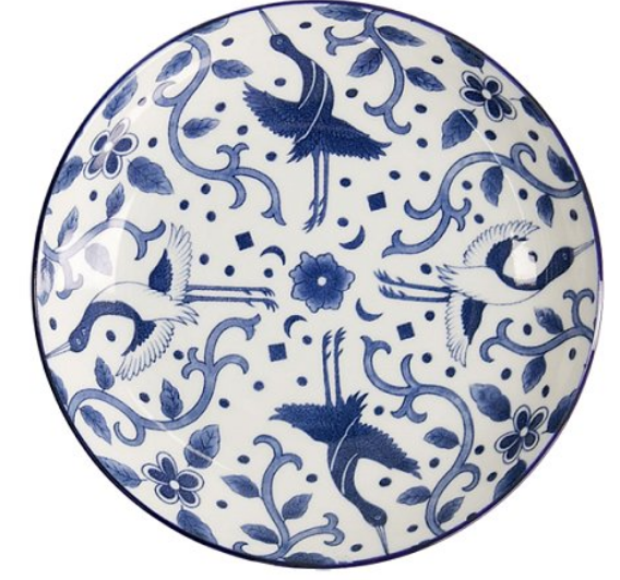 Тарелка Птица бело-синяя  см21,5