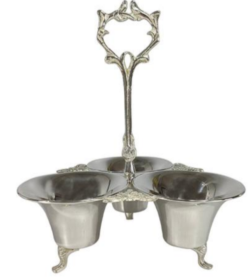 Менажница, 12см,  23х23 см с посеребрением