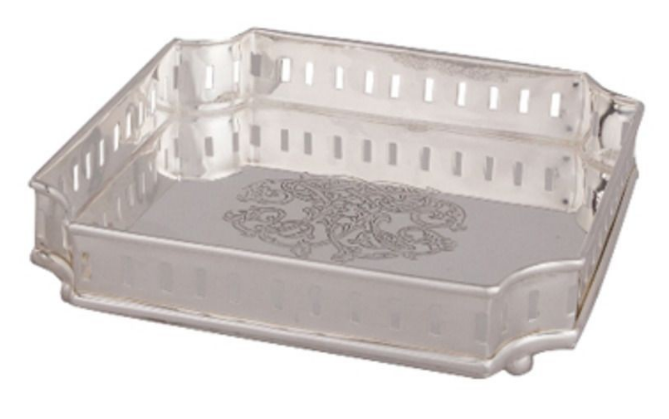 Подносик квадратный 17,5 см 3,5,см, никель с посеребрением