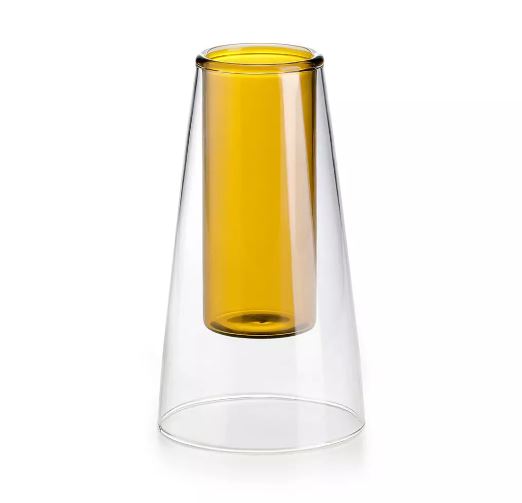 Ваза IVV 18,5 см двойное стекло, amber