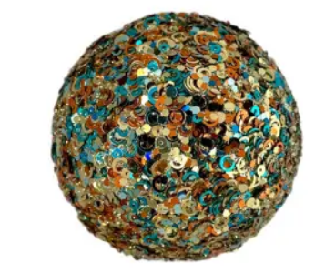Шар D15 см с пайетками, пенопласт, бирюзово-золотой, мультиколор
