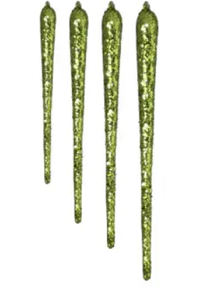 Подвесы в наборе СОСУЛЬКИ Н30, 27, 24, 20 см, 4 шт, стекло, зелёный