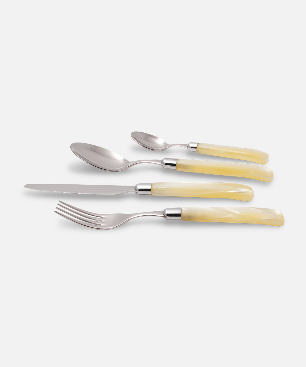 Набор столовых приборов "Джиада" 4 предмета на 1 персону (белый перламутр).