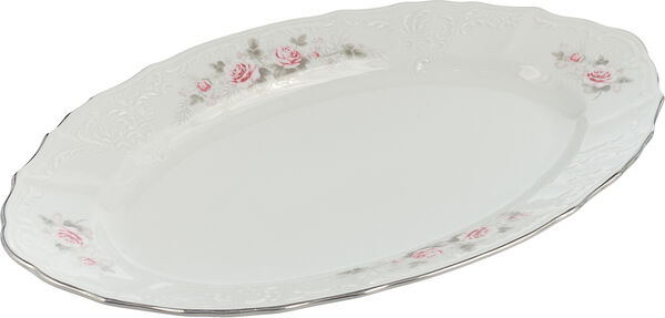 Блюдо 39 см овальное Серая роза/платина, Бернадотт