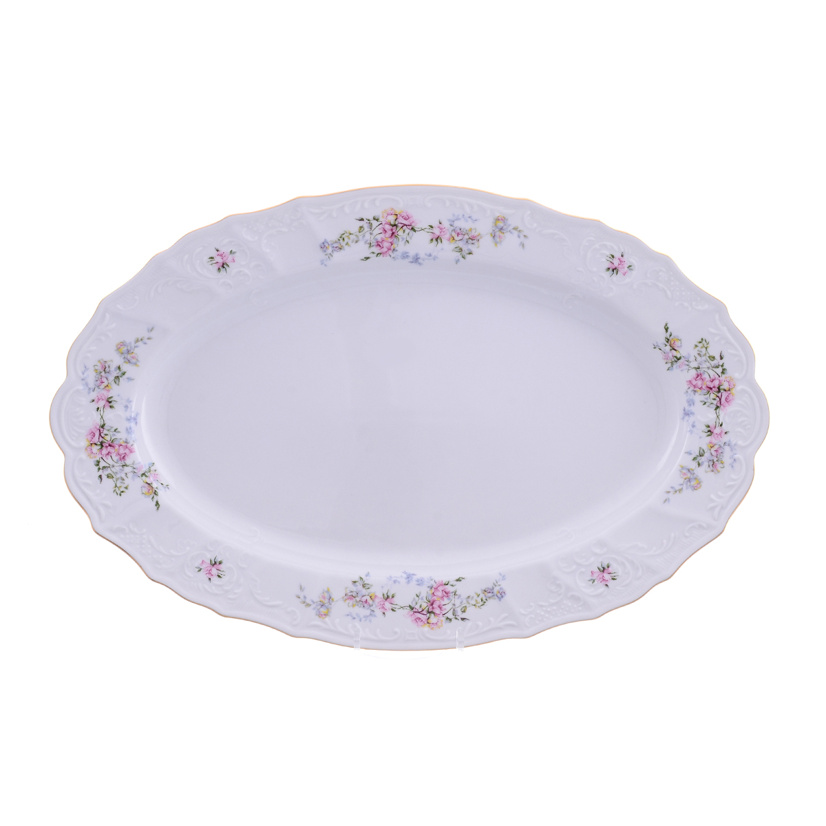 Блюдо 26 см овальное Дикая роза/золото, фарфор