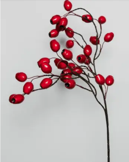 Ветвь ягодная ШИПОВНИК H81 см, пластик, красный
