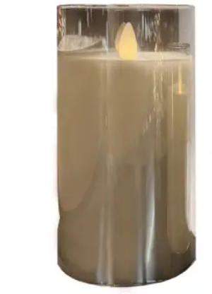 Светодиодная свеча 7,5х15 см, пластик, стекло, парафин, дымчатый