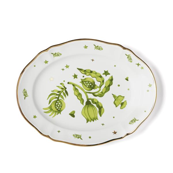 Блюдо овальное 34 см декор зеленого цвета, La tavola Scomposta
