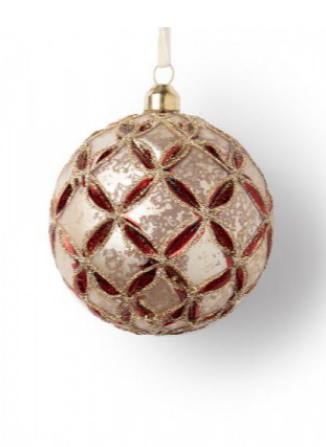 Красно-золотой шар с узором 10 см