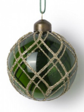 Зеленый шар с золотистым узором 8 см