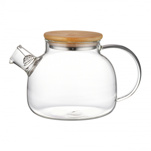 Чайник с деревянной крышкой 400 мл, термостойкое стекло