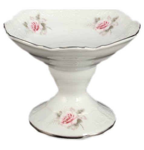 Салатник на ножке 13 см Серая роза/платина, Бернадотт, фарфор