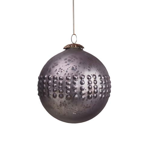 Новогодняя игрушка Шар Антик серый 13 см, стекло
