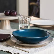 Тарелка глубокая, 23 см, бирюзовая, керамика,Stacked Organic