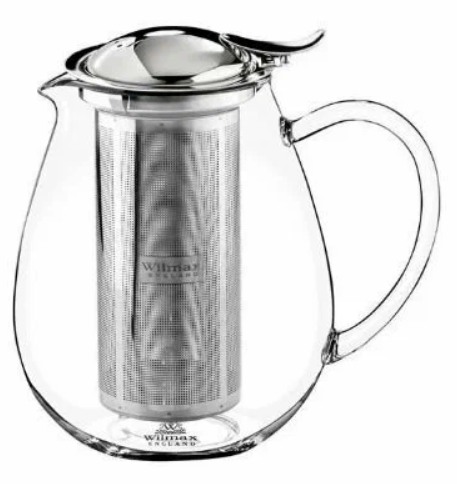 Чайник 1300 мл с откидной крышкой, Wilmax Thermo Glass (короткий носик)