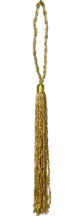 Подвес КИСТОЧКА H17 см, бисер, стекло, золотой