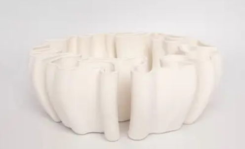 Ваза с 3D рисунком 30x10 см, керамика, белый