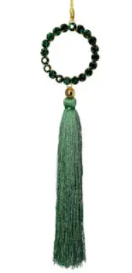 Подвес КОЛЬЦО с кристаллами H24 см, металл, стекло, зелёный